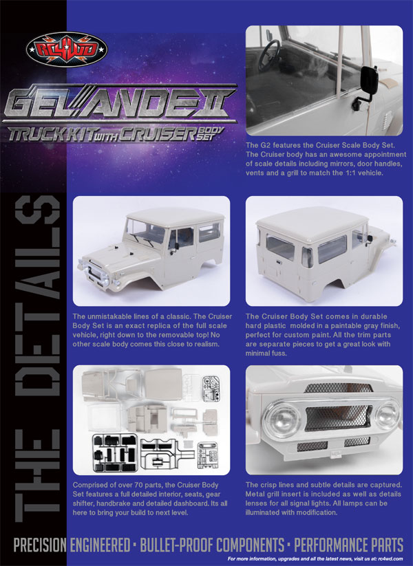 完全動作品 1/10 タイレル カスタム RC4WD 1/10 ゲレンデII トラック/クルーザー組立キット Z-K0051